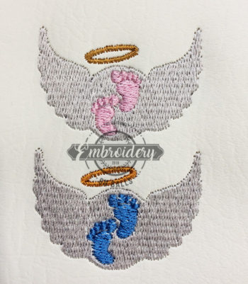 Baby Feet Wings Round Embroidery Design