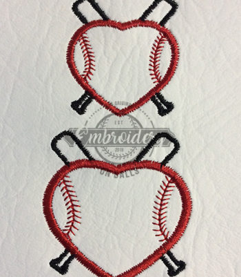 Stitched Heart with Bats Outline Embroidery Design