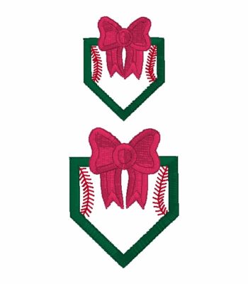 Stitched Bow Home Plate Outline Embroidery Design