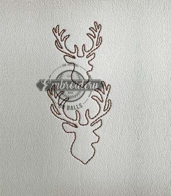 Stags Head Outline Baseball Softball Embroidery Design