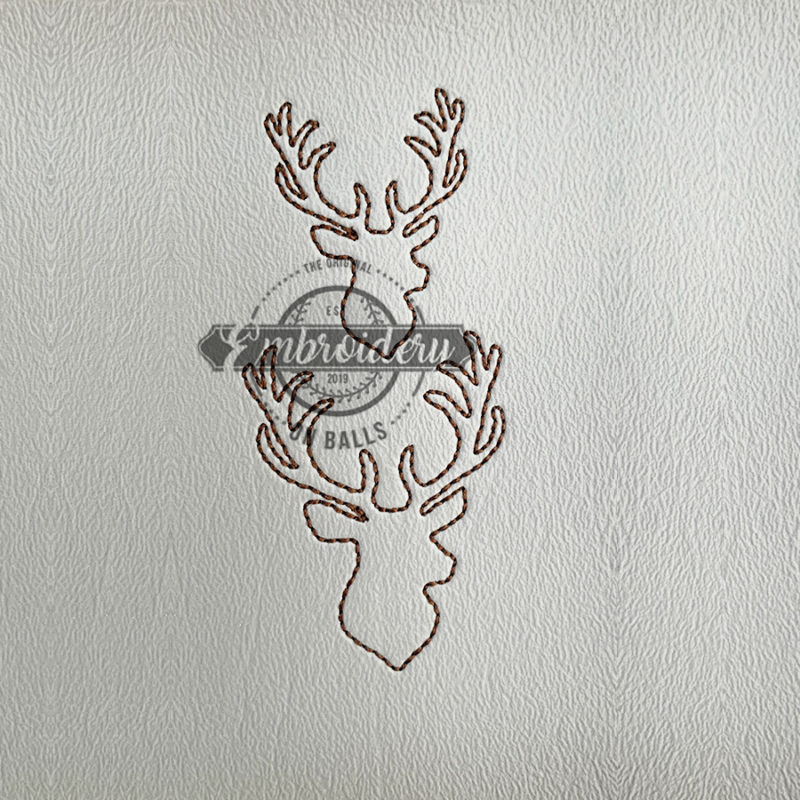 Stags Head Outline Baseball Softball Embroidery Design
