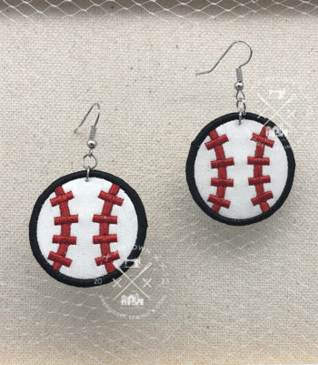 Satin Edge Stitch Softball Baseball Earring Machine Embroidery Design