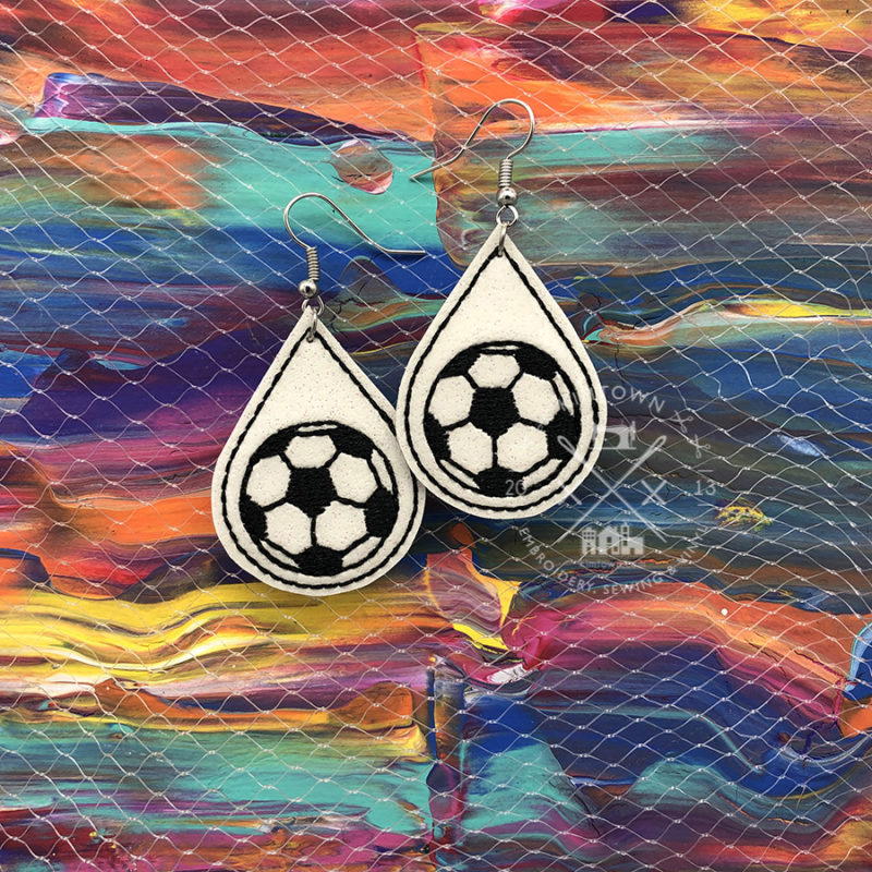 Soccer Ball Earrings Machine Embroidery Designs