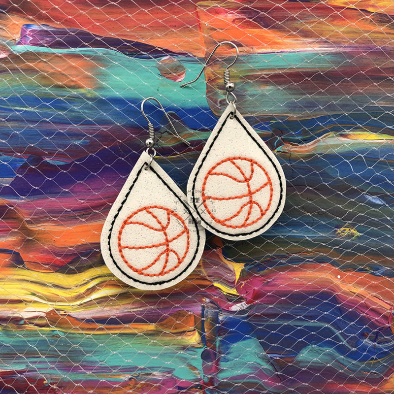 Basketball Earrings Machine Embroidery Design