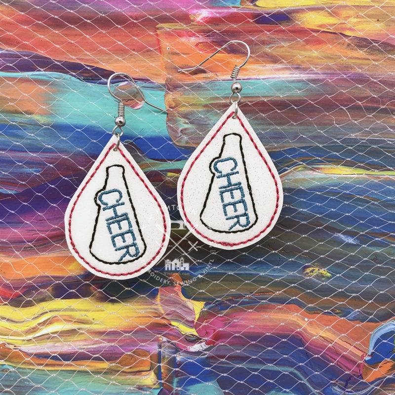 Cheer Megaphone Teardrop Earrings – ITH Sports Machine Embroidery Design