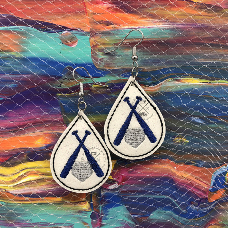 Bats Home Plate Teardrop Baseball Softball Earrings – ITH Sports Machine Embroidery Design
