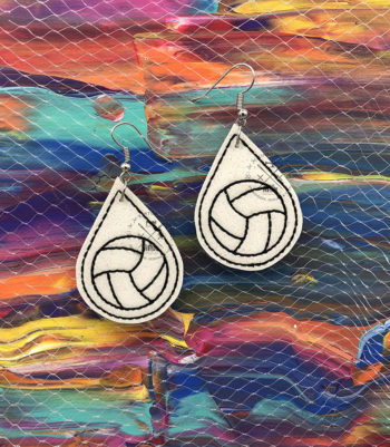 Volleyball Teardrop Earrings – ITH Sports Machine Embroidery Design