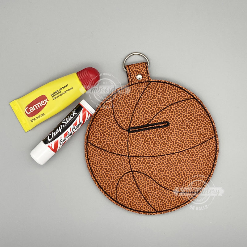 Basketball Chapstick Lipstick Gloss Holder - ITH Sports Machine Embroidery Design