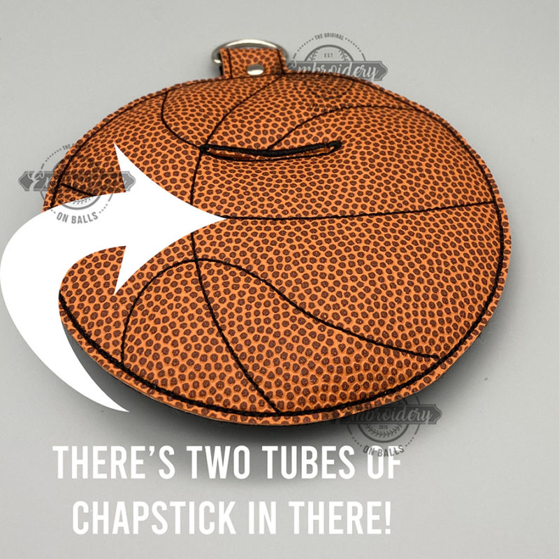 Basketball Chapstick Lipstick Gloss Holder - ITH Sports Machine Embroidery Design - Image 3