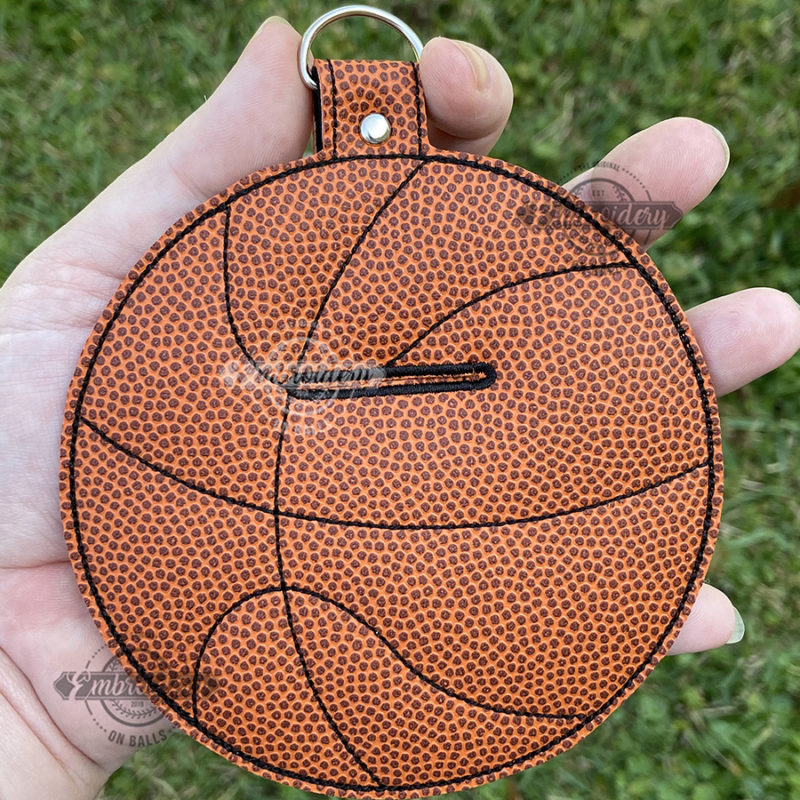 Basketball Chapstick Lipstick Gloss Holder - ITH Sports Machine Embroidery Design - Image 2
