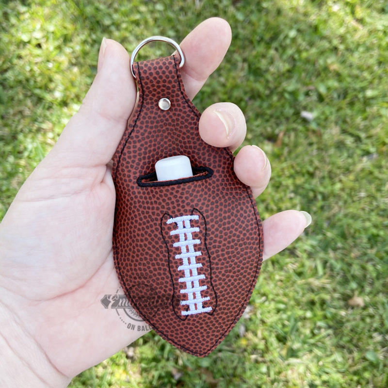 Football Chapstick Lipstick Gloss Holder - ITH Sports Machine Embroidery Design - Image 2