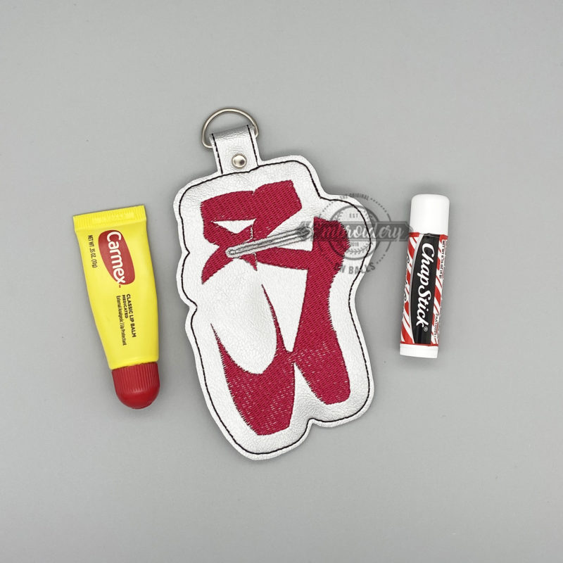 Ballet Pointe Shoes Chapstick Lipstick Gloss Holder - ITH Sports Machine Embroidery Design