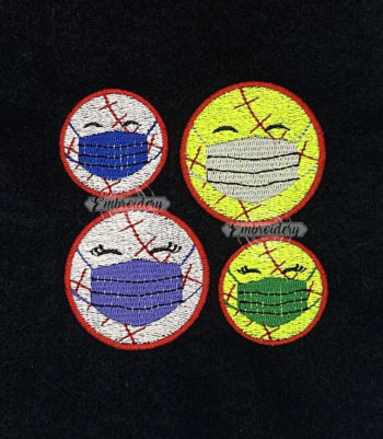Baseball Softball with Face Mask Design - Mini Machine Embroidery Design