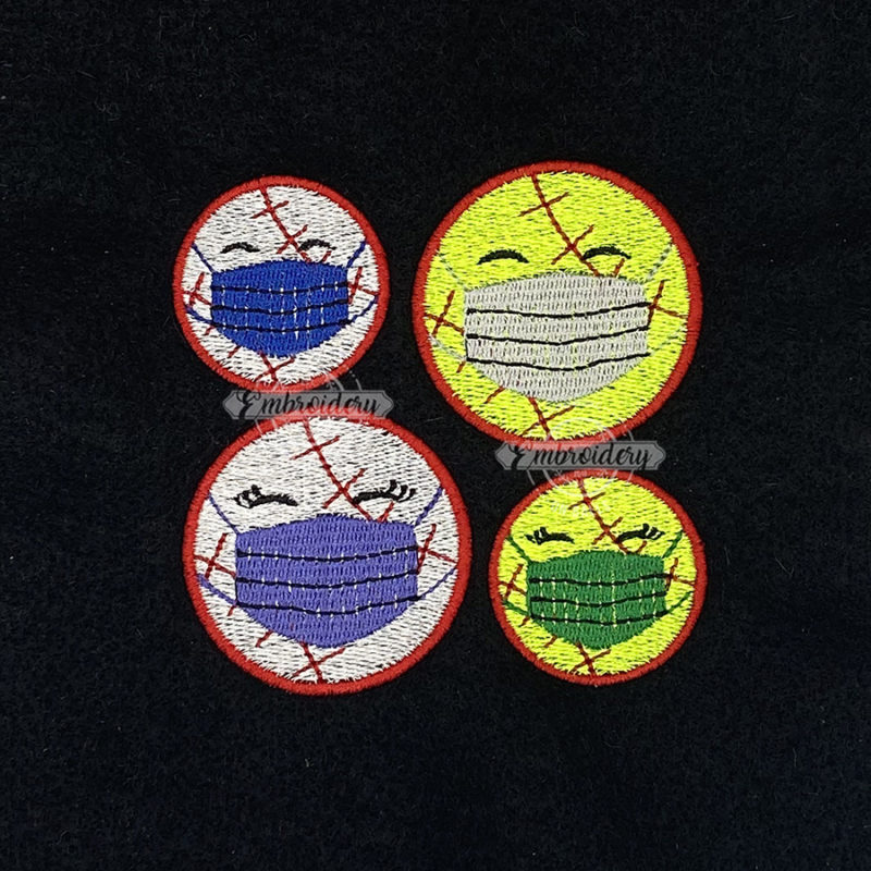 Baseball Softball with Face Mask Design - Mini Machine Embroidery Design