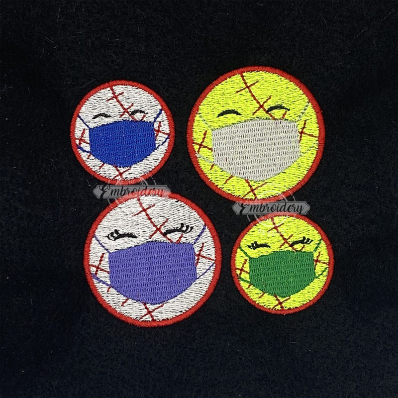 Baseball Softball with Face Mask Design - Mini Machine Embroidery Design - Image 2