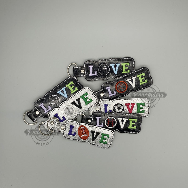 All Ball LOVE  Key Fobs - ITH Machine Embroidery Design