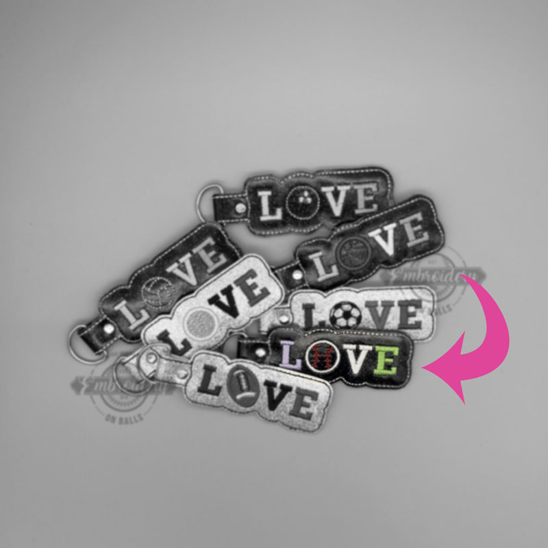 Baseball Softball LOVE  Key Fob - ITH Machine Embroidery Design