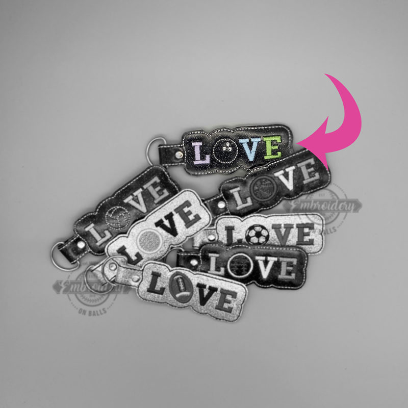 Bowling LOVE  Key Fob - ITH Machine Embroidery Design