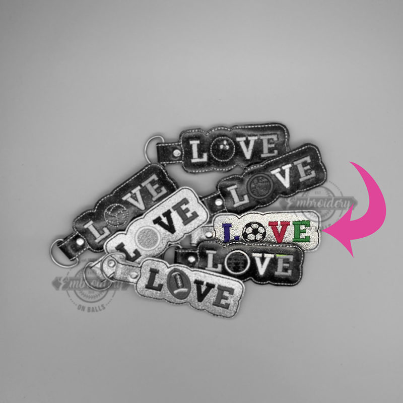 Soccer LOVE  Key Fob - ITH Machine Embroidery Design