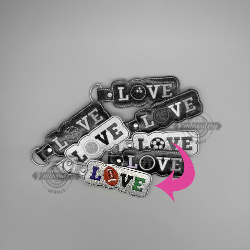 Football LOVE  Key Fob - ITH Machine Embroidery Design