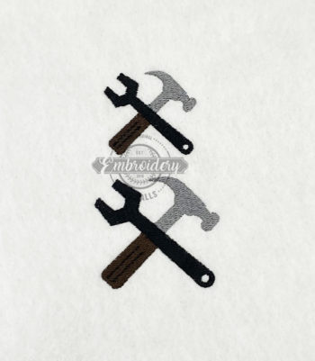 Tools Crossed Hammer Wrench - Mini Machine Embroidery Design