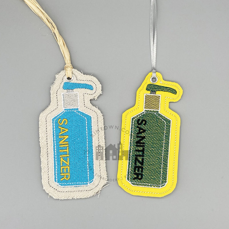 Hand Sanitizer In the Hoop Ornament Machine Embroidery Design