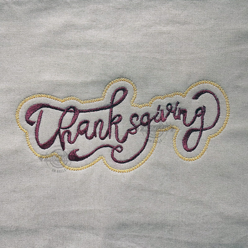 Thanksgiving Text with Knock Border - Machine Embroidery Design