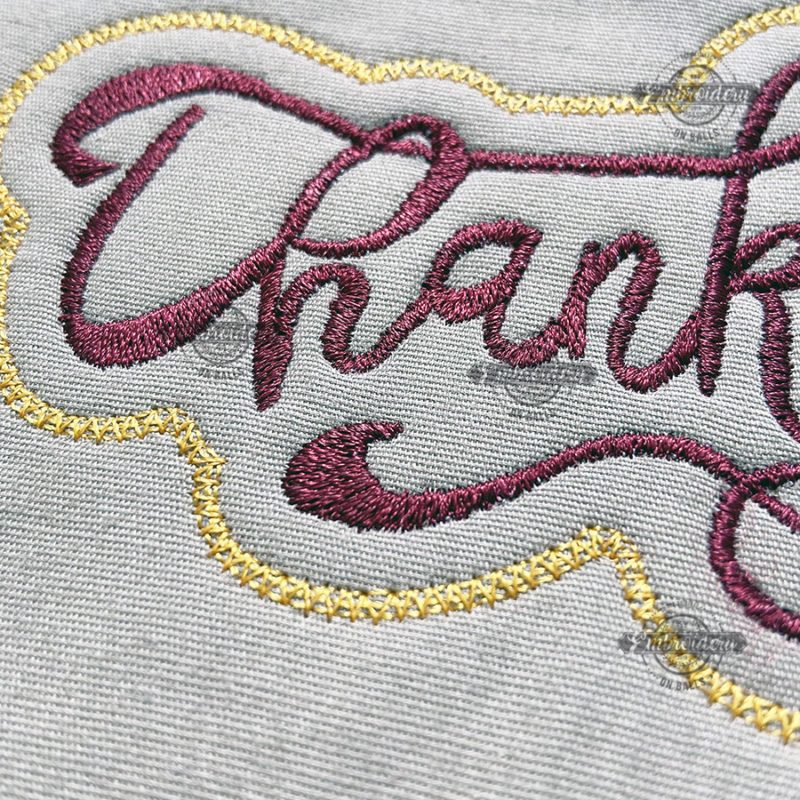 Thanksgiving Text with Knock Border - Machine Embroidery Design - Image 2