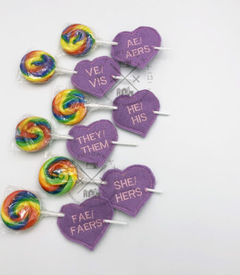 Gender Pronoun Set 1 Lollipop Holders Talking Hearts – ITH In the Hoop Machine Embroidery Design