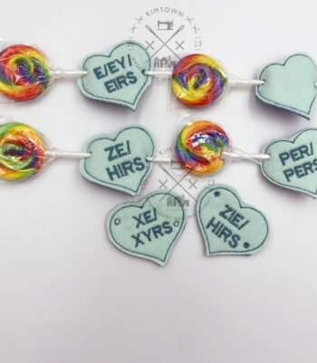 Gender Pronoun Set 2 Lollipop Holders Talking Hearts – ITH In the Hoop Machine Embroidery Design