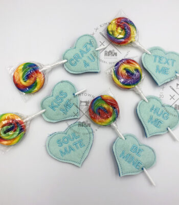 Valentine Sweet Hearts Lollipop Holders Talking Candy – ITH In the Hoop Machine Embroidery Design