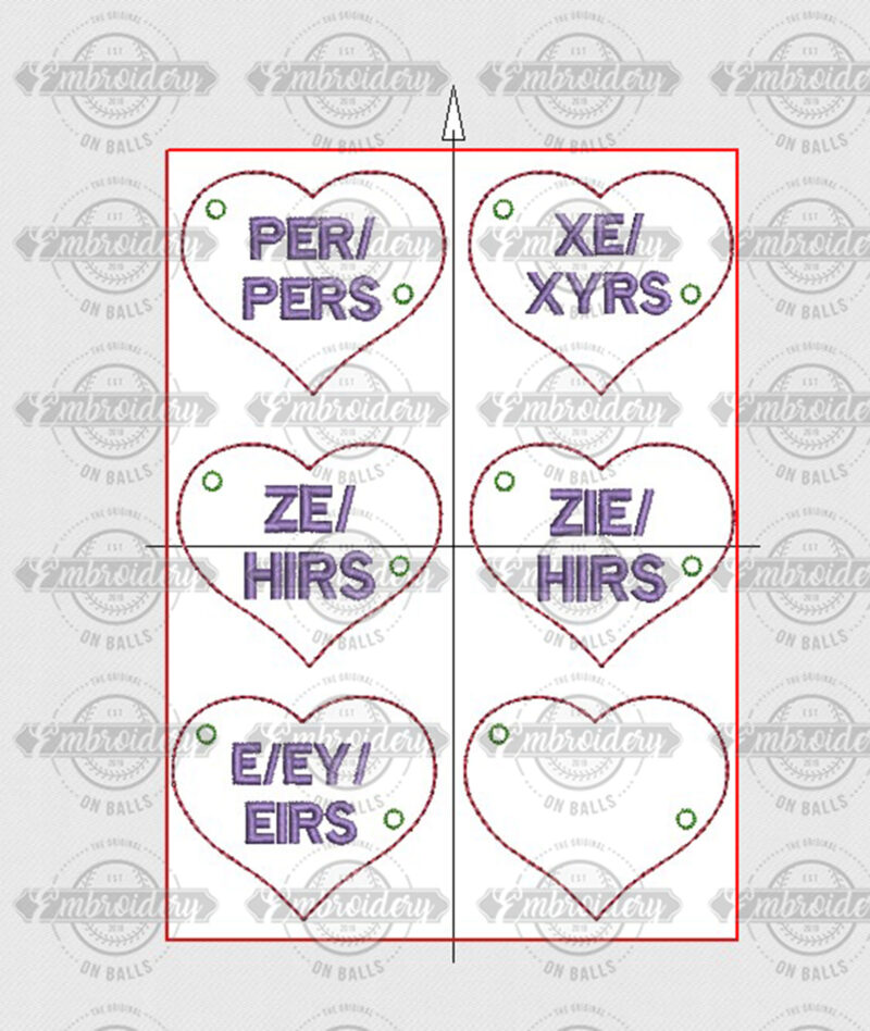 Gender Pronoun Set 2 Lollipop Holders Talking Hearts – ITH In the Hoop Machine Embroidery Design - Image 2