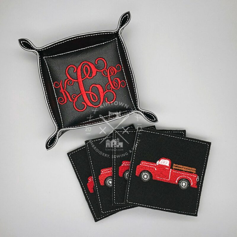 Farm Truck Trinket Coaster + Holder – ITH In the Hoop Machine Embroidery Design - Image 3