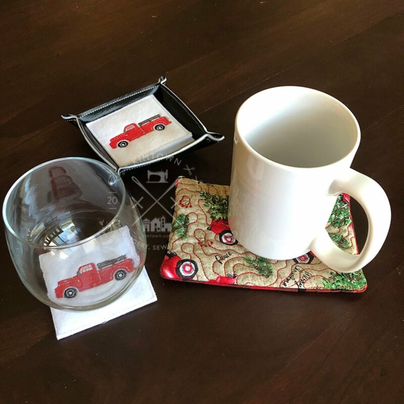 Farm Truck Trinket Coaster + Holder – ITH In the Hoop Machine Embroidery Design - Image 4