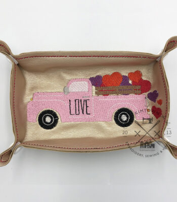 Farm Truck Full of Love Trinket Tray – In The Hoop ITH Machine Embroidery Design