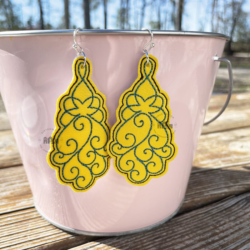Filigree Style 1 Earrings – ITH Machine Embroidery Design - Image 2