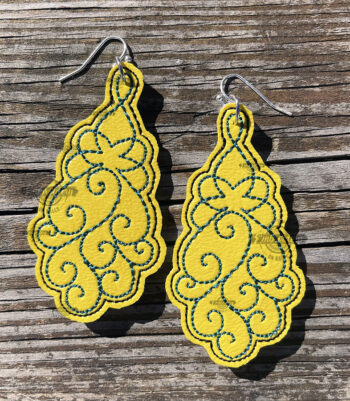 In the Hoop Filigree Machine Embroidery Earrings