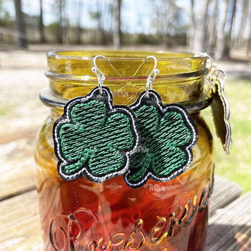 Shamrock Earrings In The Hoop Machine Embroidery Design