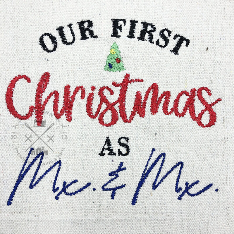 First Christmas as Mr, Mrs, Mx - Machine Embroidery Design - Image 3