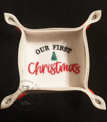 First Christmas Trinket Tray - ITH Machine Embroidery Designs