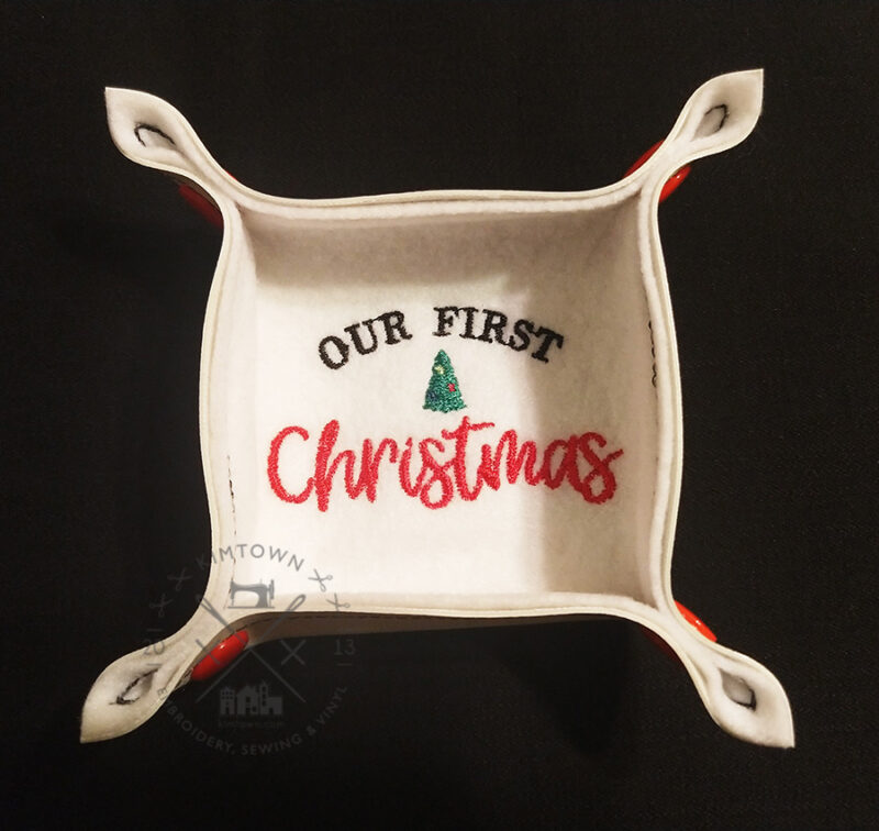 First Christmas Trinket Tray - ITH Machine Embroidery Designs