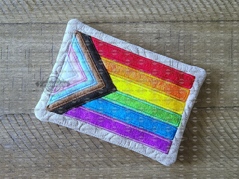 Quilted Applique Pride Flag Mug Rug - ITH Machine Embroidery Design - Image 3
