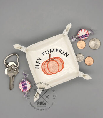 Hey Pumpkin Trinket Tray - ITH Machine Embroidery Design