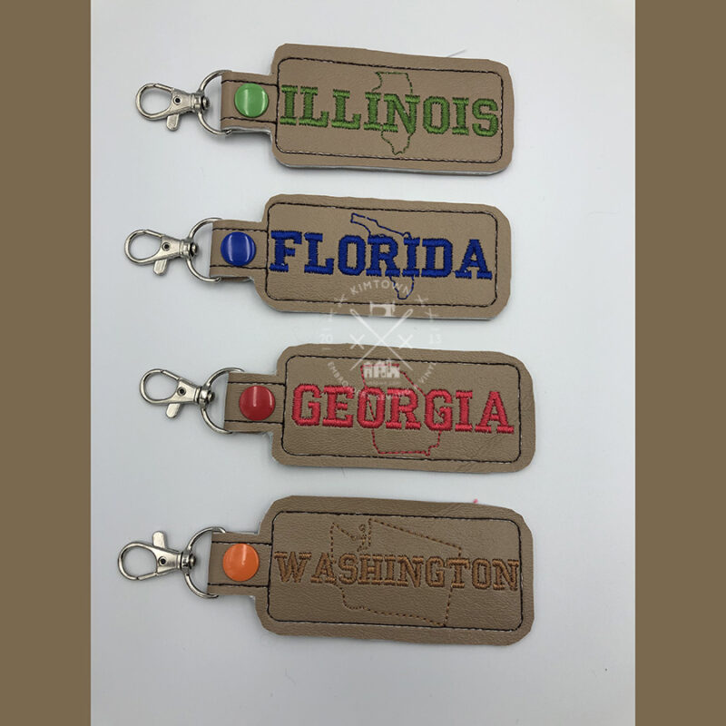 State License Plate Key Fob - ITH Machine Embroidery Design