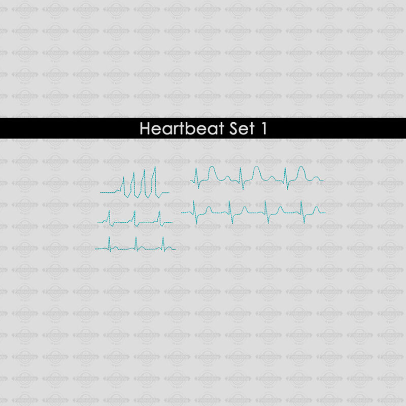 Heartbeat EKG Embroidery Set 1