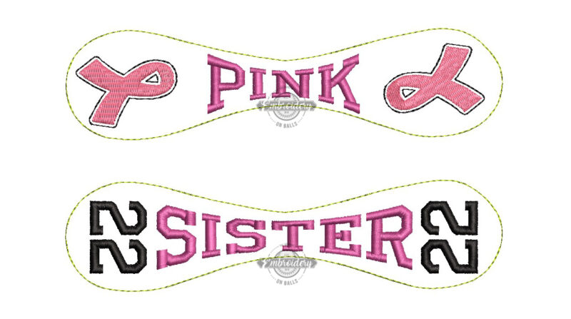 Pink Sister Breast Cancer Baseball Panel Builder - ITH Machine Embroidery Design