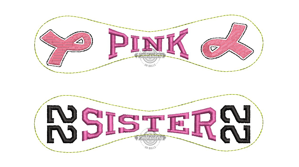Pink Sister Breast Cancer Baseball Panel Builder - ITH Machine Embroidery Design