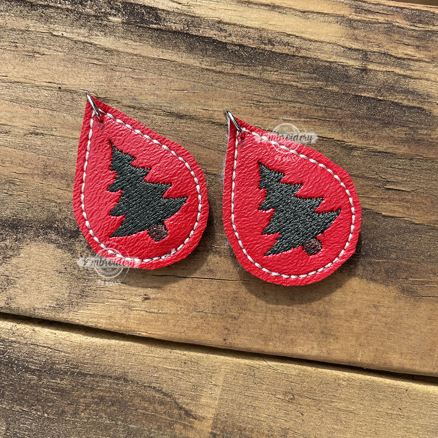 Christmas Pine Tree Earrings – ITH In the Hoop Machine Embroidery Design