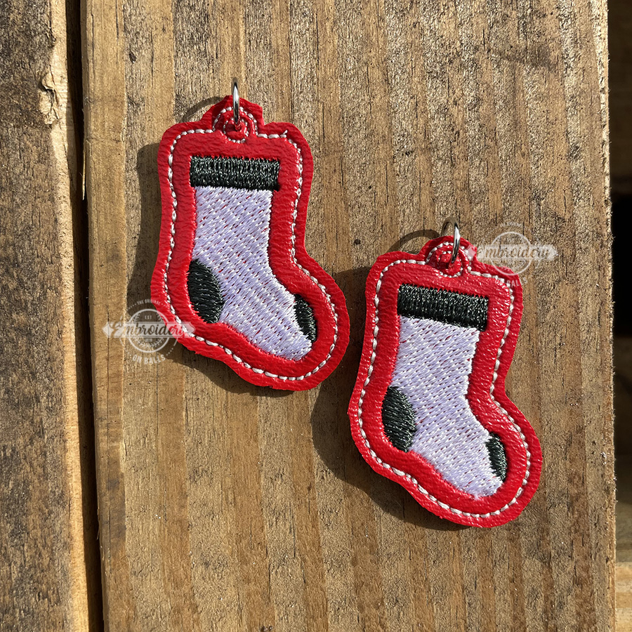 Christmas Stocking Earrings – ITH In the Hoop Machine Embroidery Design