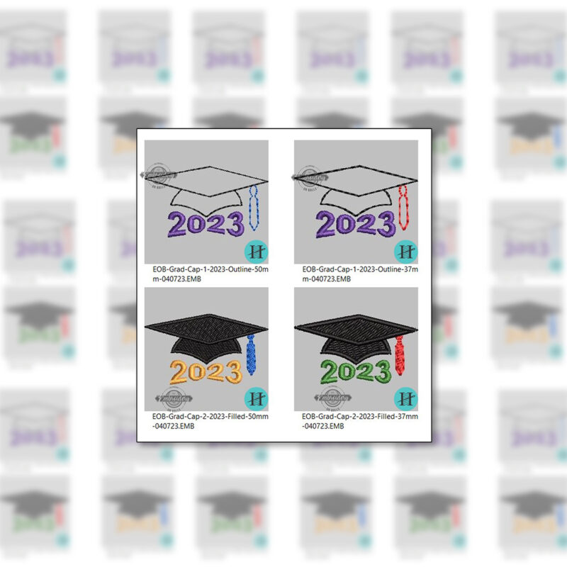 Graduation Cap Year 2023 Pack - Mini Machine Embroidery Design